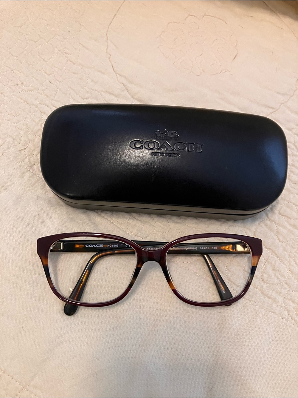 Coach Women's Burgundy and Tortoise Cat-Eye Glasses